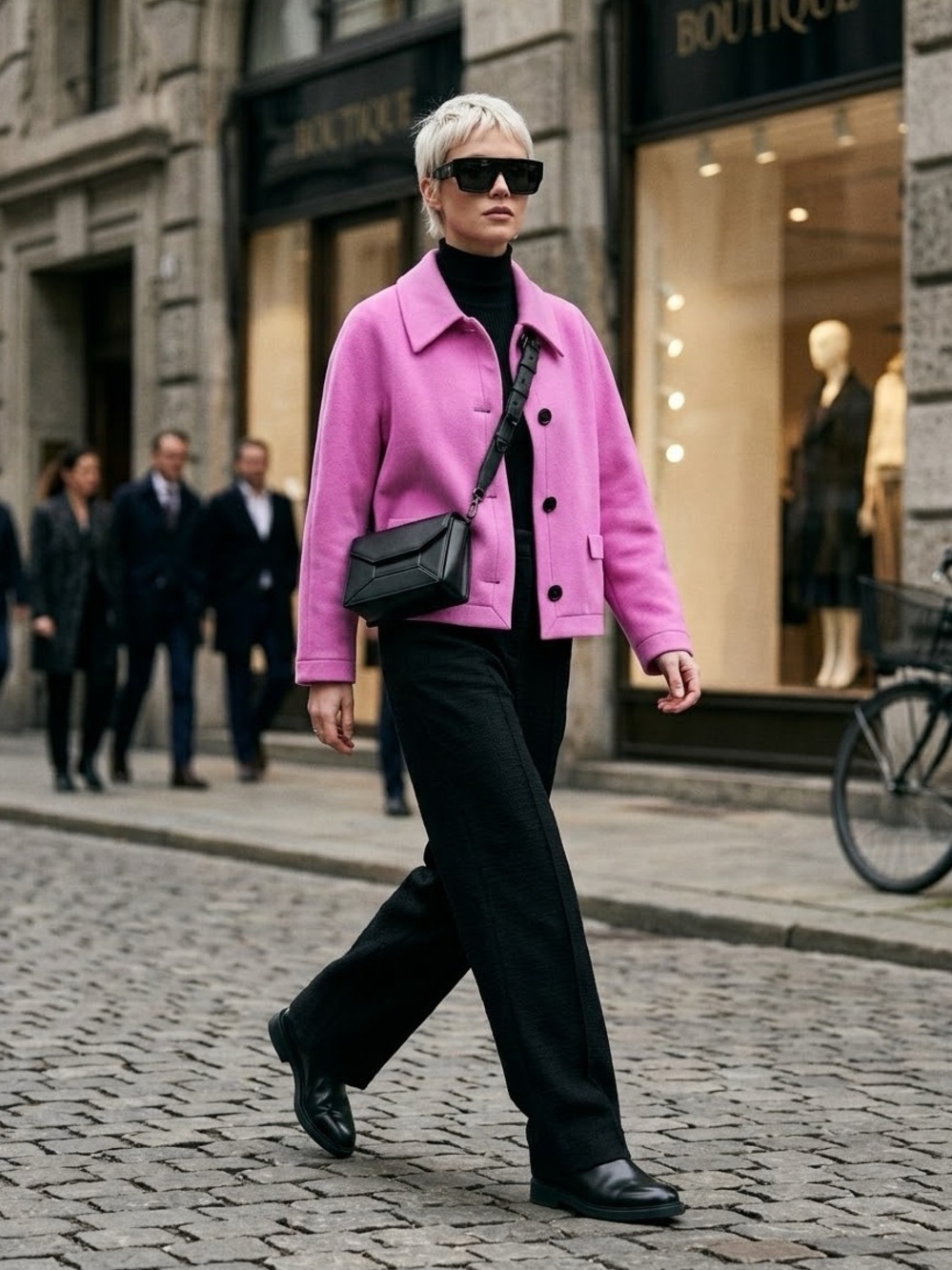 Vintage 90s Escada Margaretha Ley Fuchsia Pink Wool Cashmere Jacket - US 8 (40)